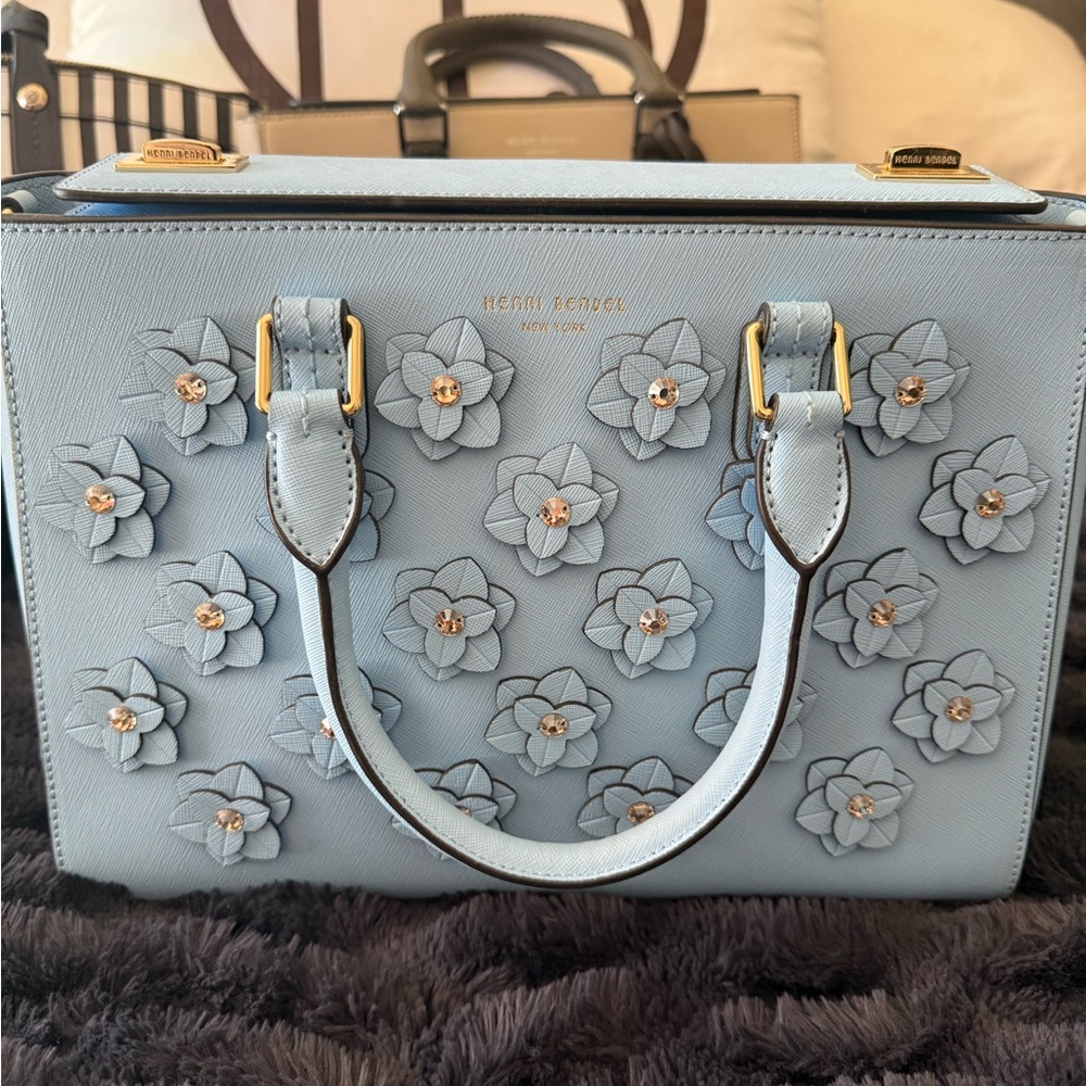 Henri Bendel Blue Floral Satchel